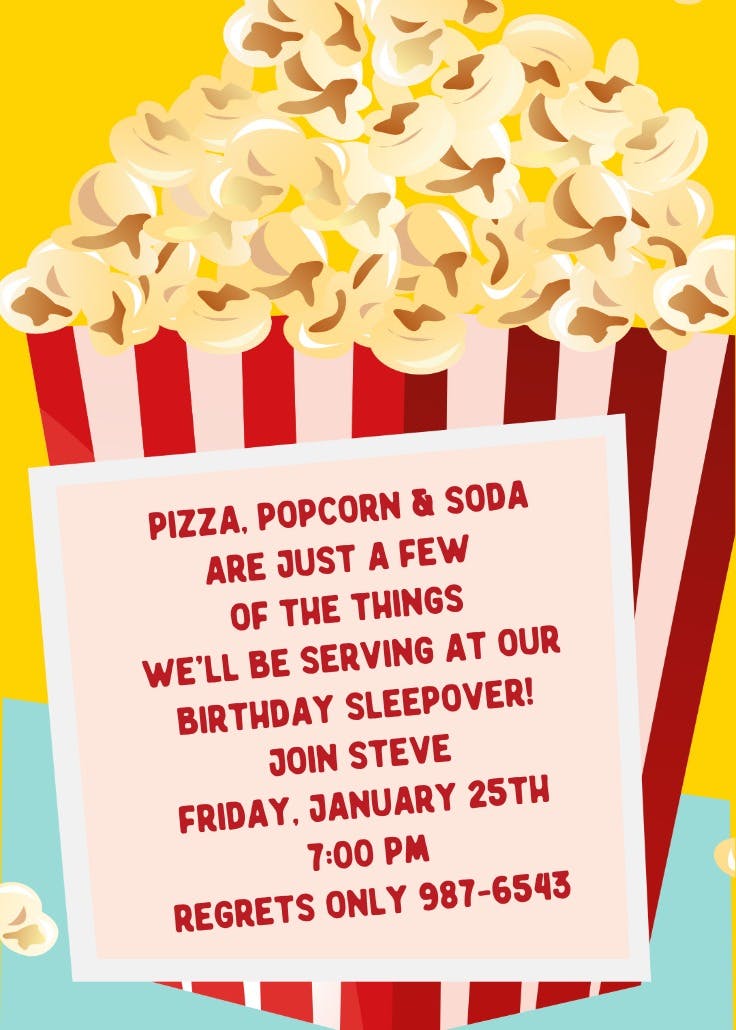 Take a break movie - sleepover party invitation